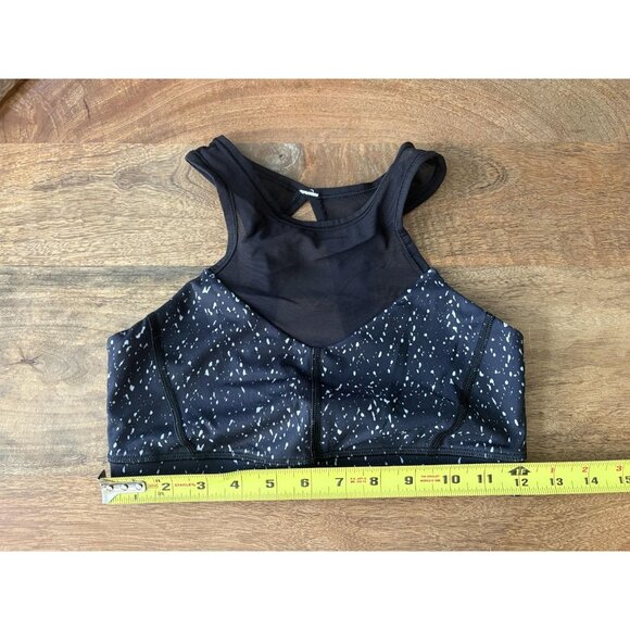 Lululemon Sports Bra Womens 4 Black White High Neck Mesh Racerback Speckle Print - Picture 4 of 5